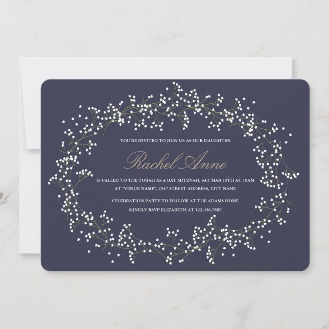 Invitation Bat mitzvah du souffle du bébé (Devant)