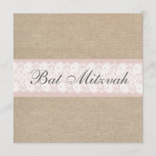 Invitation Bat mitzvah élégante à la dentelle rose