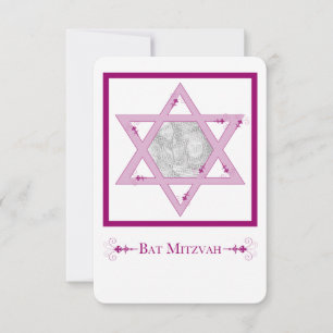 Invitation bat mitzvah (étoile de david elegance photo invita