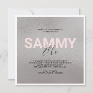 Invitation Bat mitzvah Faux Silver