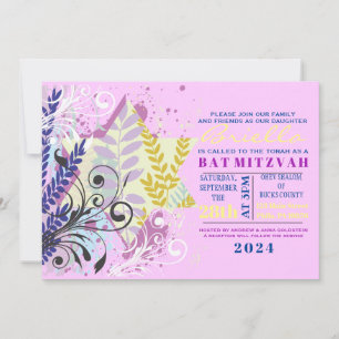 Invitation Bat mitzvah FLORAL ABSTRAIT