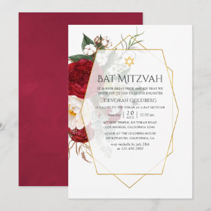 Invitation Bat mitzvah géométrique de la Bourgogne et de la F