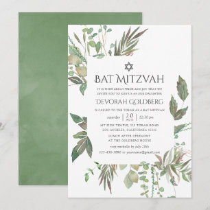 Invitation Bat mitzvah géométrique verdoyant