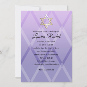 Invitation bat mitzvah Harlequin Purple Lavender