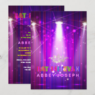 Invitation Bat mitzvah Laser PixDezines / Lumières Neon