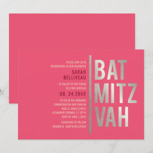 Invitation Bat Mitzvah Lettrage Moderne Gras
