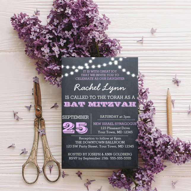 Invitation Bat mitzvah Lilac (Créateur téléchargé)