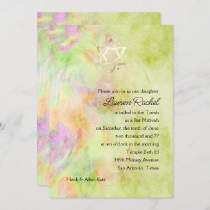 Invitation bat mitzvah Lime Green Tie Dye