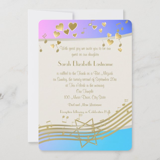 Invitation Bat mitzvah Love Songs (Dos)