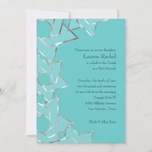 Invitation Bat Mitzvah Metallic Look Star of David