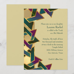 Invitation Bat Mitzvah Metallic Look Star of David
