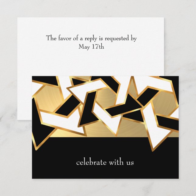 Invitation Bat Mitzvah Metallic Look Star of David (Devant / Derrière)