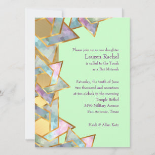 Invitation Bat Mitzvah Metallic Look Star of David
