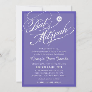 Invitation BAT MITZVAH moderne élégante lavande violette