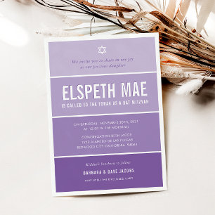 Invitation BAT MITZVAH moderne ombre dégradé violet violet