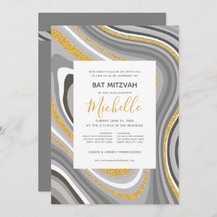 Invitation bat mitzvah Moderne Parties scintillant Agate Invi