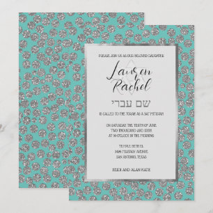 Invitation Bat mitzvah N'importe quelle couleur avec des poin