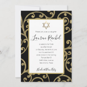 Invitation Bat mitzvah N'Importe Quelle Couleur Or Défilement