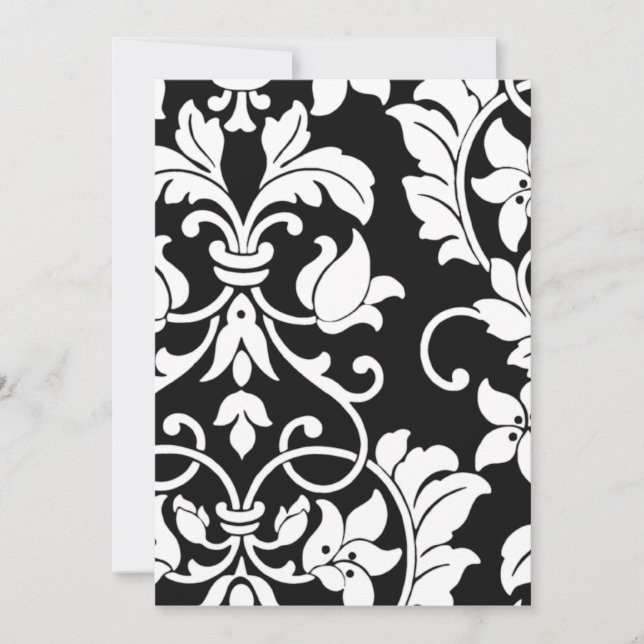 Invitation Bat mitzvah noir et blanc Damask (Devant)