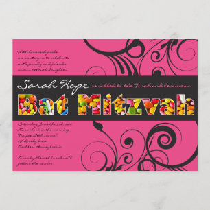 Invitation Bat mitzvah PINK CANDY