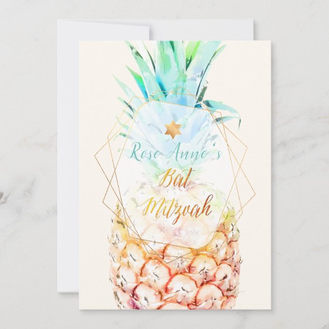 Invitation Bat mitzvah PixDezines Ananas (Devant)