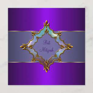 Invitation Bat mitzvah pourpre