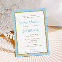 Bat mitzvah Rectangle de Parties scintillant bleu