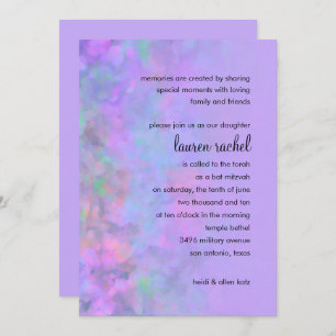 Invitation Bat mitzvah Résumé Conception en violet