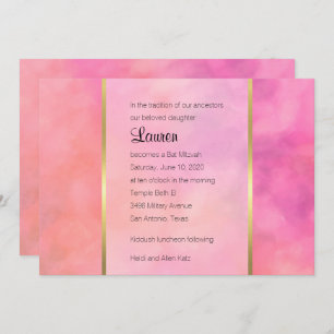 Invitation Bat mitzvah Résumé Design en rose