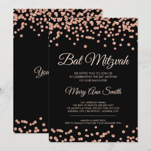 Invitation Bat mitzvah Rose Gold Faux Parties scintillant Con