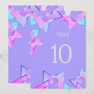 Invitation Bat mitzvah rose violet bleu étoile de David