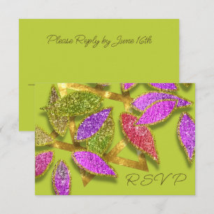 Invitation Bat mitzvah rose violet vert Glitterie Petterie St