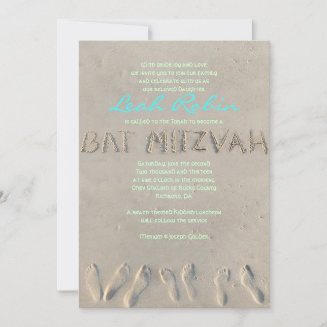 Invitation Bat mitzvah SANDY BEACH (Devant)
