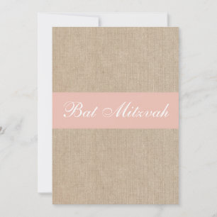 Invitation Bat mitzvah Shabby Chic Peach Burlap