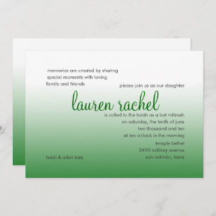 Invitation Bat Mitzvah Silver and Green Gradient