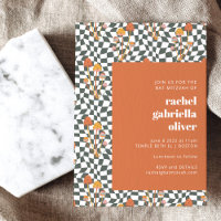 Bat mitzvah super Retro Orange Green Checkerboard