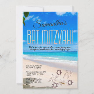 Invitation bat mitzvah : Thème plage, QR