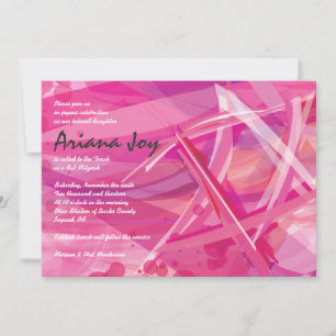 Invitation Bat mitzvah TRANSPARENT STAR-Pink