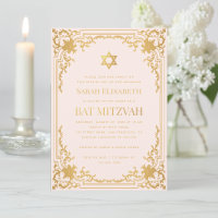Bat mitzvah Vintage Rose Faux Gold Star Religieux