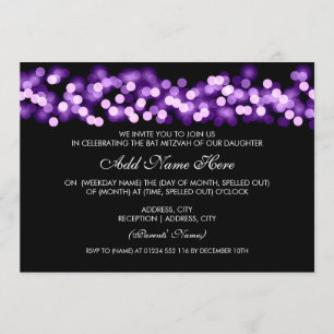 Invitation Bat mitzvah violet Hollywood Glam