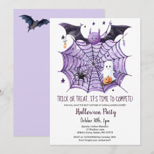 Invitation Bat Spider Web Citrouille de Fantôme Cute fête d'H