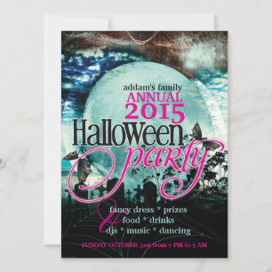 Invitation Bat Wings Lune Fée Conte d'Halloween