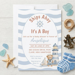 Invitation Bateau à bord C'est un garçon Baby Shower Marin