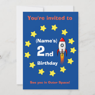 Invitation - Bateau à fusée Anniversaire personnal