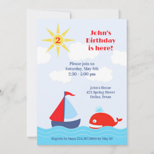 Invitation Bateau à voile Anniversaire Fête Appartement Invit