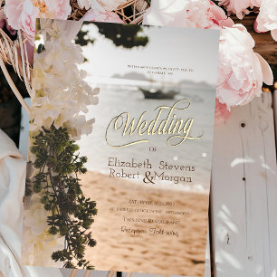 Invitation Bateau à Voile Chic Fleurs Mariage sur la Plage