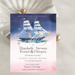 Invitation Bateau à voile Étoiles de mer Mariage