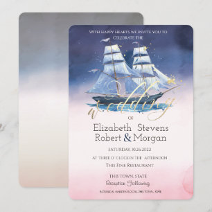 Invitation Bateau à voile étoiles de mer Mariage