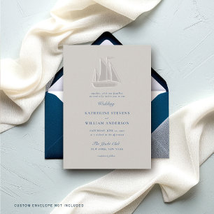 Invitation Bateau à voile nautique Formal Moderne Mariage cla