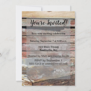 Invitation Bateau à voile rustique en bois vieilli Planches n